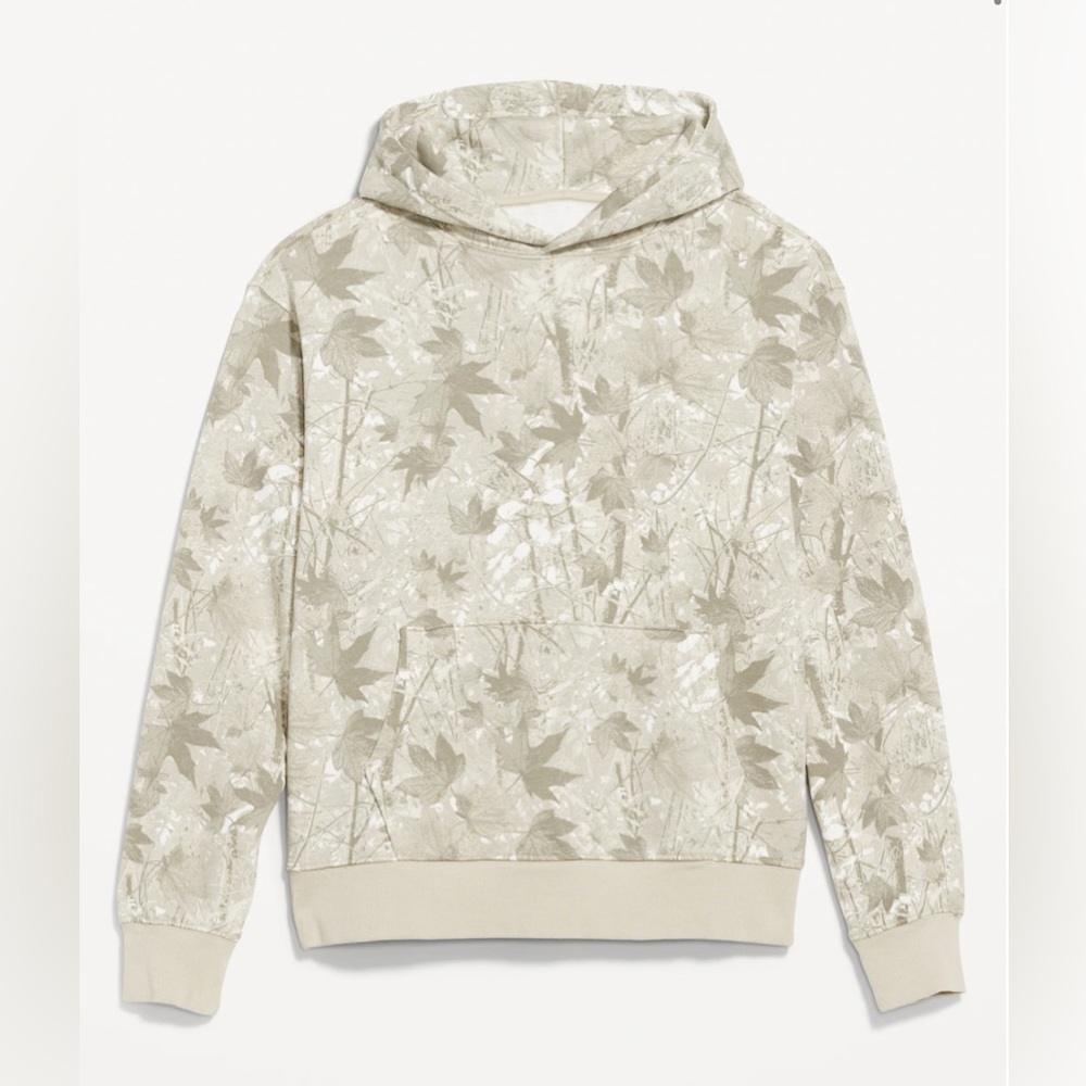 Beige Leaf Pattern Hoodie